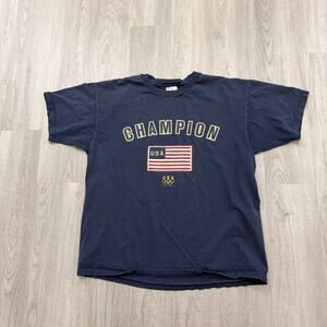 Vintage Champion USA Olympics Shirt Men's Extra Large XL Blue 90s USA Flag 1990s